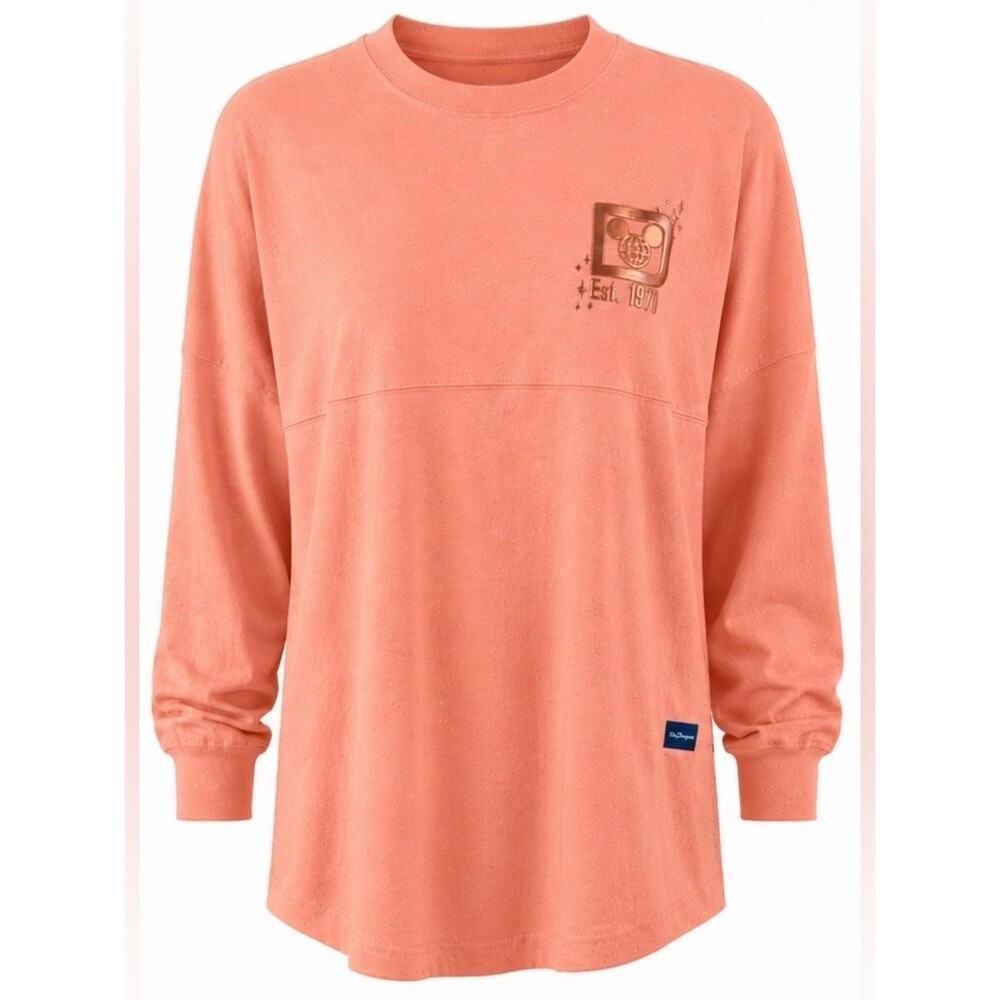 Disney Parks Walt Disney World Spirit Jersey Coral Pink Gold Glitter Size Small